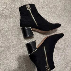 River Island Black Heeled Boots with Gold Accents